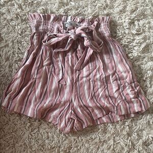 Wild Fable Pink and White Striped High Waist Shorts